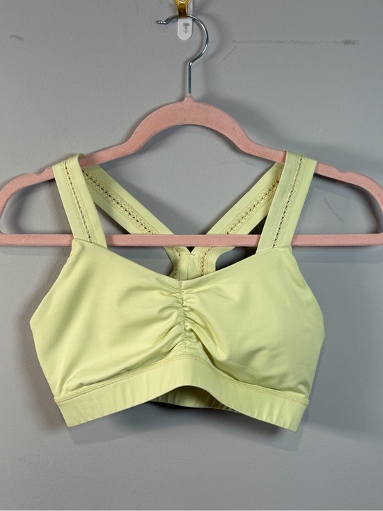 Handful Other - Handful Women’s Light Yellow/Green Ruched Front Sports Bralette Bra Size Small